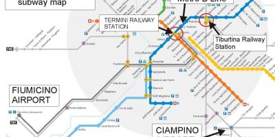 خريطة روما المطار ومحطة القطار