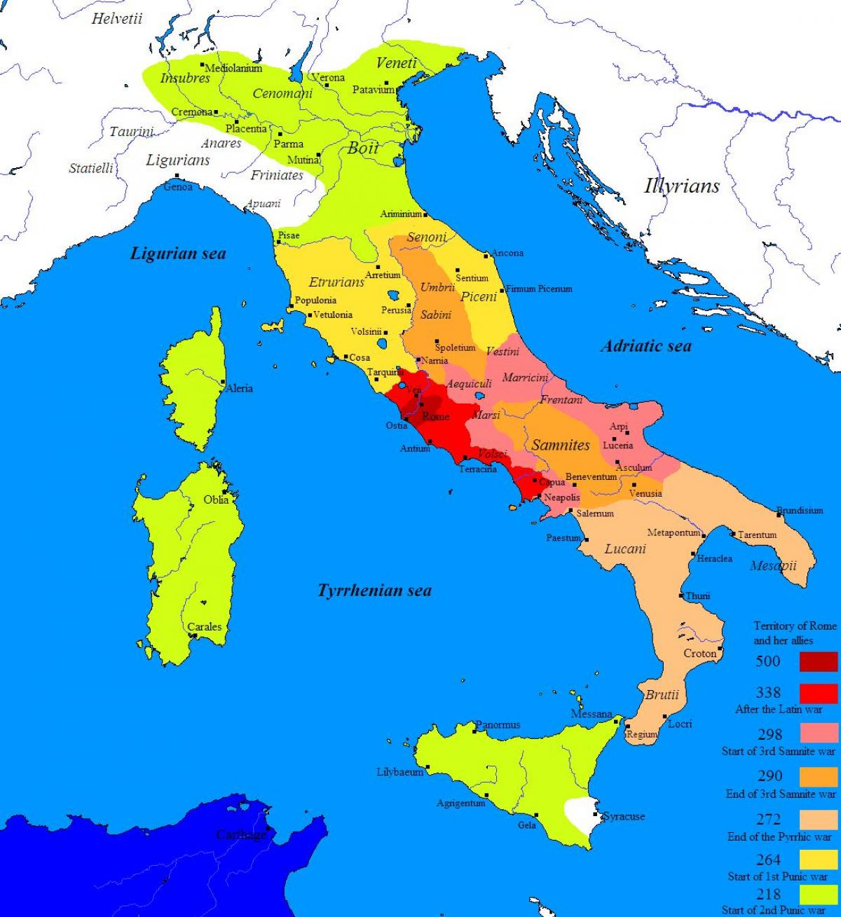 خريطة روما القديمة والمناطق المحيطة بها