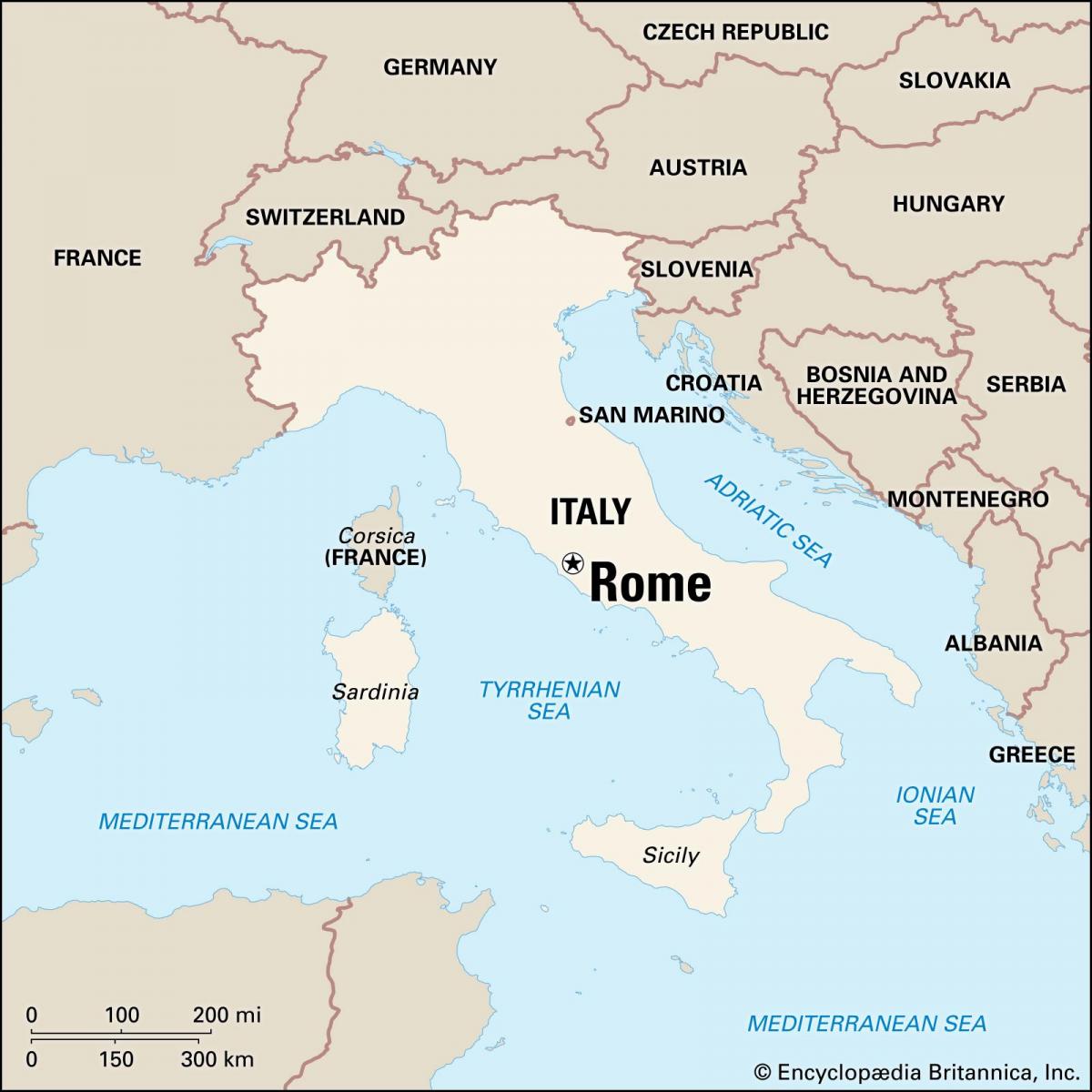 خريطة إيطاليا روما و المنطقة المحيطة