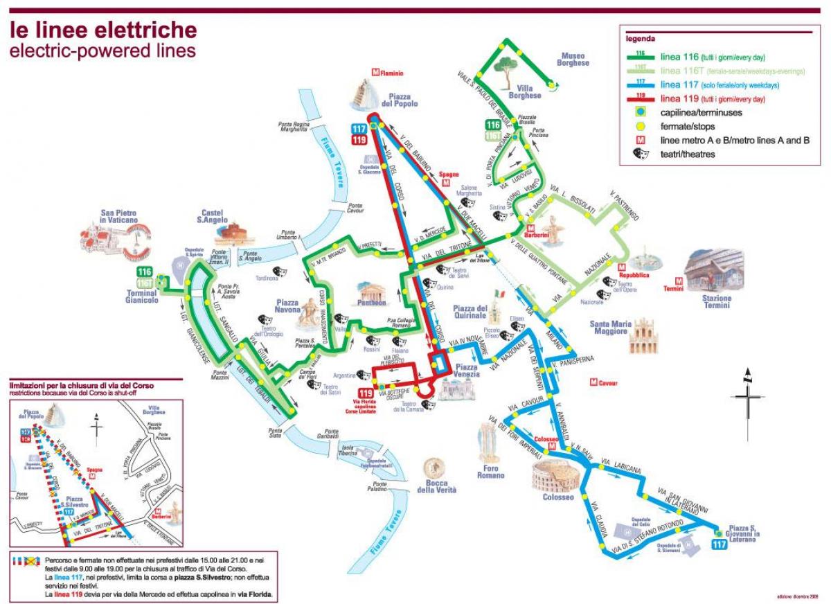 خريطة روما الحافلة الكهربائية 