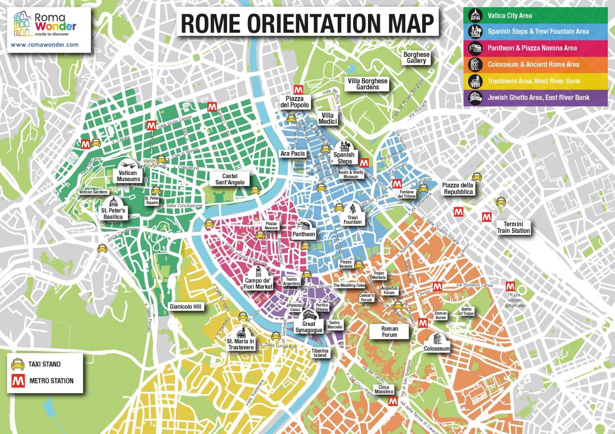 خريطة المواقع السياحية في روما