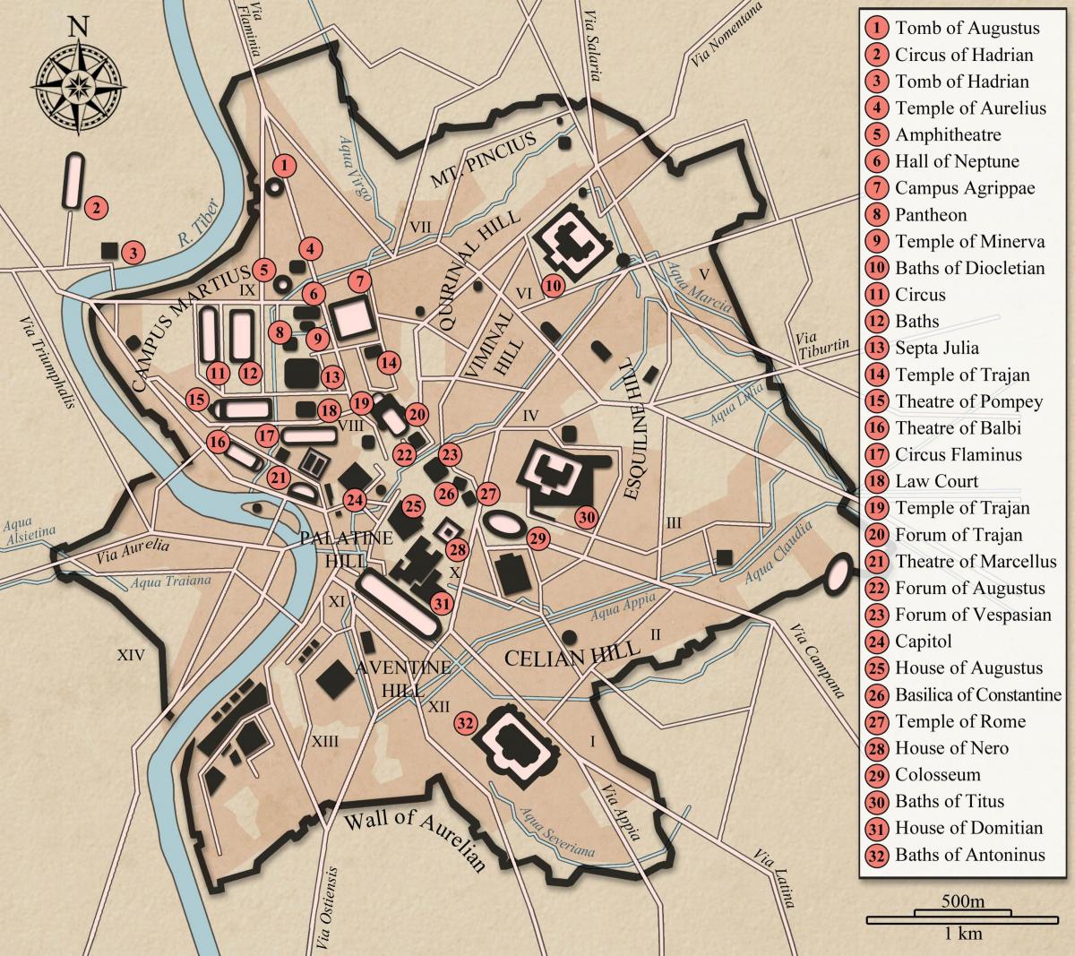 روما القديمة مدينة تخطيط خريطة