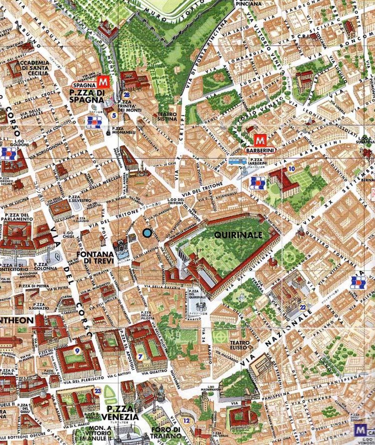 خريطة من نافورة تريفي روما 