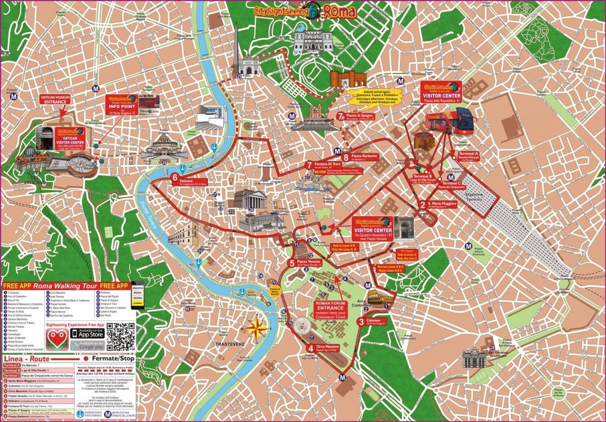 هوب على هوب إيقاف روما إيطاليا خريطة