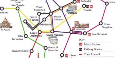 روما خريطة المترو مع مناطق الجذب السياحي